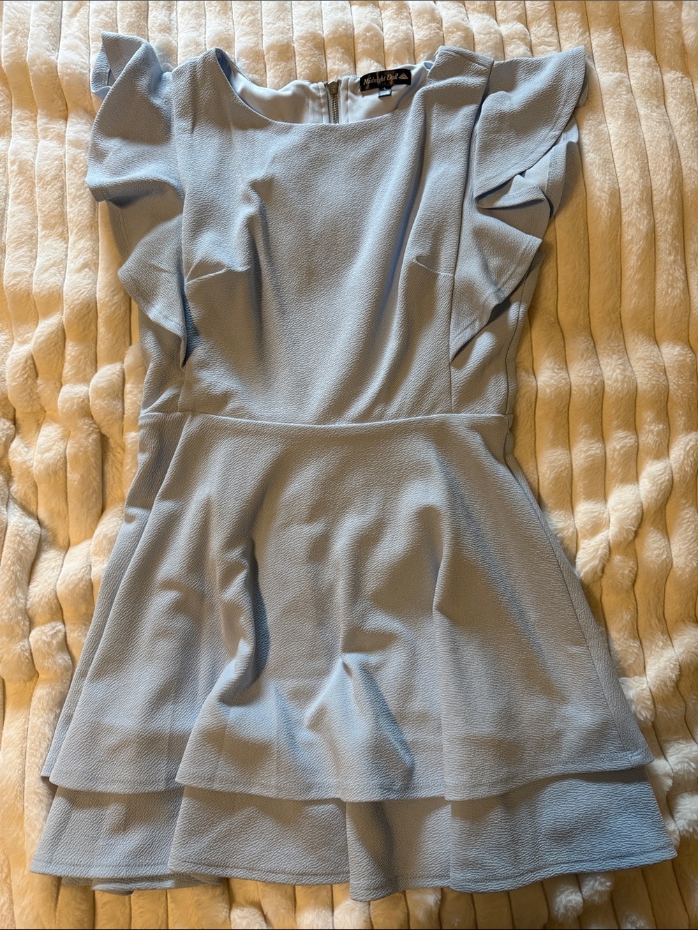 Powder Blue Ruffle Sleeve Skater Dress Size Large by Midnight Doll